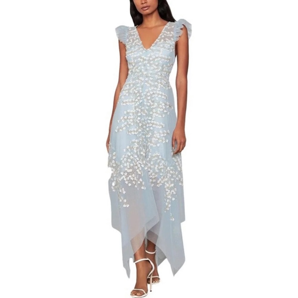 TULLE RUFFLE-SLEEVE DRESS size 10 blue NWT